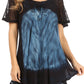 Sakkas Petra Women's Casual Loose Flared Corset Short Sleeve Lace Blouse Top Tunic