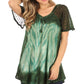 Sakkas Petra Women's Casual Loose Flared Corset Short Sleeve Lace Blouse Top Tunic