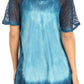Sakkas Petra Women's Casual Loose Flared Corset Short Sleeve Lace Blouse Top Tunic