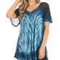 Sakkas Petra Women's Casual Loose Flared Corset Short Sleeve Lace Blouse Top Tunic