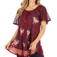 Sakkas Petra Women's Casual Loose Flared Corset Short Sleeve Lace Blouse Top Tunic