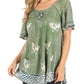 Sakkas Petra Women's Casual Loose Flared Corset Short Sleeve Lace Blouse Top Tunic