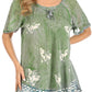 Sakkas Petra Women's Casual Loose Flared Corset Short Sleeve Lace Blouse Top Tunic