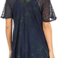 Sakkas Petra Women's Casual Loose Flared Corset Short Sleeve Lace Blouse Top Tunic