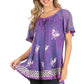 Sakkas Petra Women's Casual Loose Flared Corset Short Sleeve Lace Blouse Top Tunic