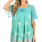 Sakkas Petra Women's Casual Loose Flared Corset Short Sleeve Lace Blouse Top Tunic