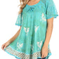 Sakkas Petra Women's Casual Loose Flared Corset Short Sleeve Lace Blouse Top Tunic