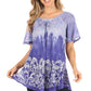 Sakkas Petra Women's Casual Loose Flared Corset Short Sleeve Lace Blouse Top Tunic