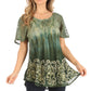 Sakkas Petra Women's Casual Loose Flared Corset Short Sleeve Lace Blouse Top Tunic