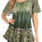 Sakkas Petra Women's Casual Loose Flared Corset Short Sleeve Lace Blouse Top Tunic