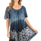Sakkas Petra Women's Casual Loose Flared Corset Short Sleeve Lace Blouse Top Tunic