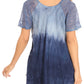 Sakkas Petra Women's Casual Loose Flared Corset Short Sleeve Lace Blouse Top Tunic