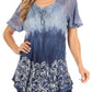 Sakkas Petra Women's Casual Loose Flared Corset Short Sleeve Lace Blouse Top Tunic