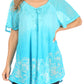 Sakkas Petra Women's Casual Loose Flared Corset Short Sleeve Lace Blouse Top Tunic