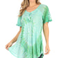 Sakkas Petra Women's Casual Loose Flared Corset Short Sleeve Lace Blouse Top Tunic