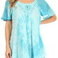Sakkas Petra Women's Casual Loose Flared Corset Short Sleeve Lace Blouse Top Tunic