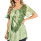Sakkas Petra Women's Casual Loose Flared Corset Short Sleeve Lace Blouse Top Tunic