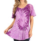 Sakkas Petra Women's Casual Loose Flared Corset Short Sleeve Lace Blouse Top Tunic