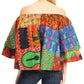Sakkas Abree Off-shoulder Short Sleeve  Blouse Top Ankara Wax Dutch African Print