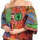 Sakkas Abree Off-shoulder Short Sleeve  Blouse Top Ankara Wax Dutch African Print