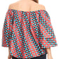 Sakkas Abree Off-shoulder Short Sleeve  Blouse Top Ankara Wax Dutch African Print