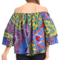 Sakkas Abree Off-shoulder Short Sleeve  Blouse Top Ankara Wax Dutch African Print