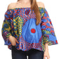 Sakkas Abree Off-shoulder Short Sleeve  Blouse Top Ankara Wax Dutch African Print