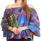 Sakkas Abree Off-shoulder Short Sleeve  Blouse Top Ankara Wax Dutch African Print