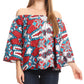 Sakkas Abree Off-shoulder Short Sleeve  Blouse Top Ankara Wax Dutch African Print