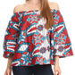 Sakkas Abree Off-shoulder Short Sleeve  Blouse Top Ankara Wax Dutch African Print
