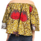 Sakkas Abree Off-shoulder Short Sleeve  Blouse Top Ankara Wax Dutch African Print