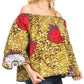 Sakkas Abree Off-shoulder Short Sleeve  Blouse Top Ankara Wax Dutch African Print