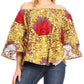 Sakkas Abree Off-shoulder Short Sleeve  Blouse Top Ankara Wax Dutch African Print