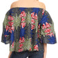 Sakkas Abree Off-shoulder Short Sleeve  Blouse Top Ankara Wax Dutch African Print