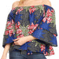 Sakkas Abree Off-shoulder Short Sleeve  Blouse Top Ankara Wax Dutch African Print