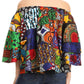 Sakkas Abree Off-shoulder Short Sleeve  Blouse Top Ankara Wax Dutch African Print