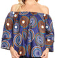 Sakkas Abree Off-shoulder Short Sleeve  Blouse Top Ankara Wax Dutch African Print