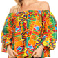 Sakkas Abree Off-shoulder Short Sleeve  Blouse Top Ankara Wax Dutch African Print