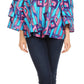 Sakkas Abree Off-shoulder Short Sleeve  Blouse Top Ankara Wax Dutch African Print
