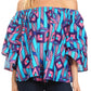 Sakkas Abree Off-shoulder Short Sleeve  Blouse Top Ankara Wax Dutch African Print
