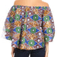 Sakkas Abree Off-shoulder Short Sleeve  Blouse Top Ankara Wax Dutch African Print