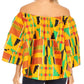 Sakkas Abree Off-shoulder Short Sleeve  Blouse Top Ankara Wax Dutch African Print