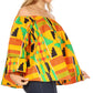 Sakkas Abree Off-shoulder Short Sleeve  Blouse Top Ankara Wax Dutch African Print