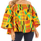Sakkas Abree Off-shoulder Short Sleeve  Blouse Top Ankara Wax Dutch African Print
