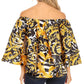 Sakkas Abree Off-shoulder Short Sleeve  Blouse Top Ankara Wax Dutch African Print