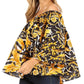 Sakkas Abree Off-shoulder Short Sleeve  Blouse Top Ankara Wax Dutch African Print