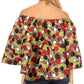 Sakkas Abree Off-shoulder Short Sleeve  Blouse Top Ankara Wax Dutch African Print