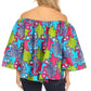 Sakkas Abree Off-shoulder Short Sleeve  Blouse Top Ankara Wax Dutch African Print