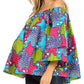 Sakkas Abree Off-shoulder Short Sleeve  Blouse Top Ankara Wax Dutch African Print