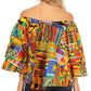 Sakkas Abree Off-shoulder Short Sleeve  Blouse Top Ankara Wax Dutch African Print